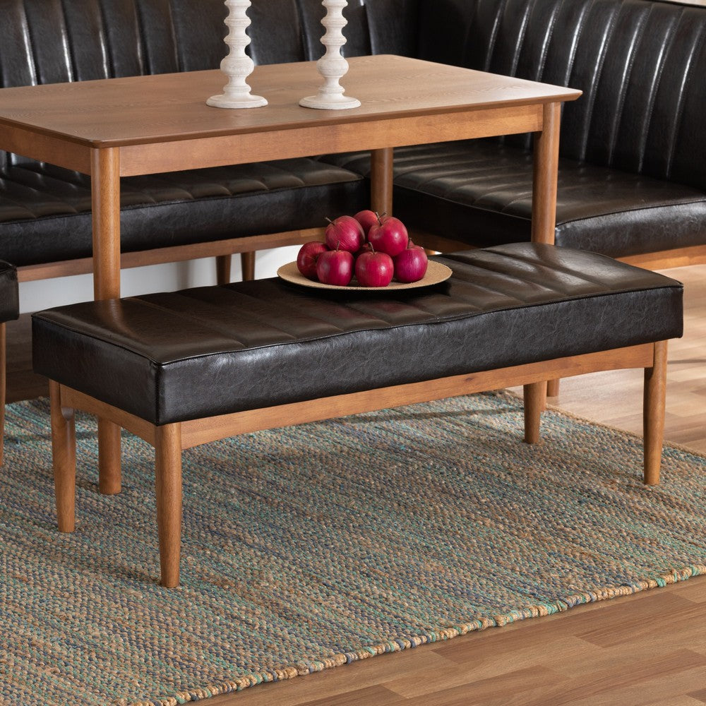 Baxton Studio - Daymond Dining Bench in Dark Brown/Walnut Brown - BBT8051.12-Dark Brown/Walnut-Bench view 5