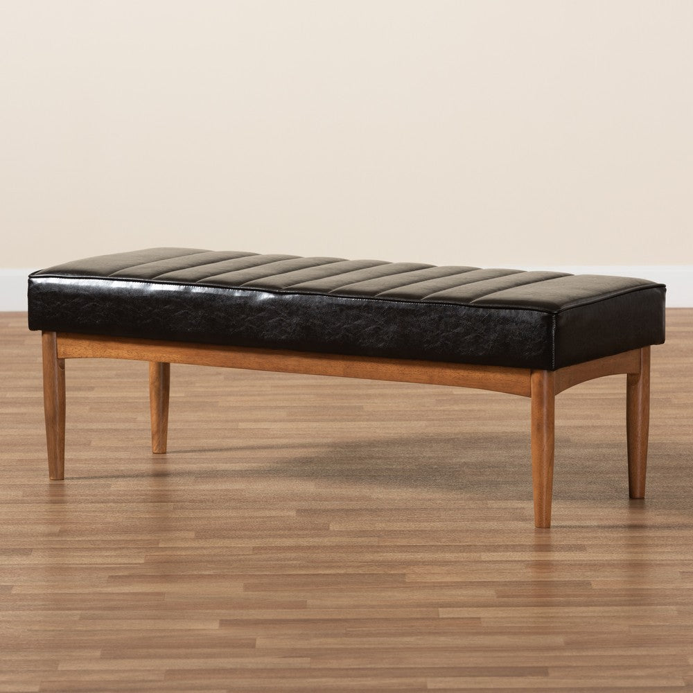 Baxton Studio - Daymond Dining Bench in Dark Brown/Walnut Brown - BBT8051.12-Dark Brown/Walnut-Bench view 6