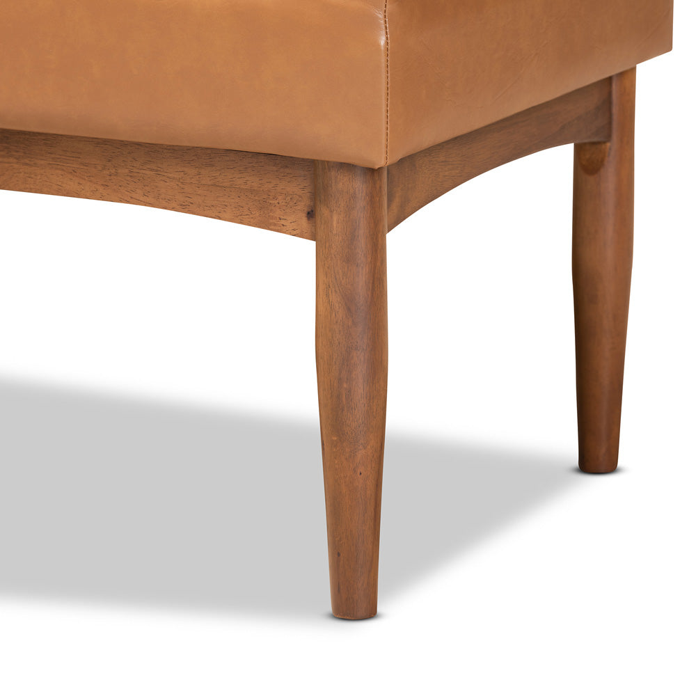 Baxton Studio - Daymond Dining Bench in Tan/Walnut Brown - BBT8051.12-Tan/Walnut-Bench view 4