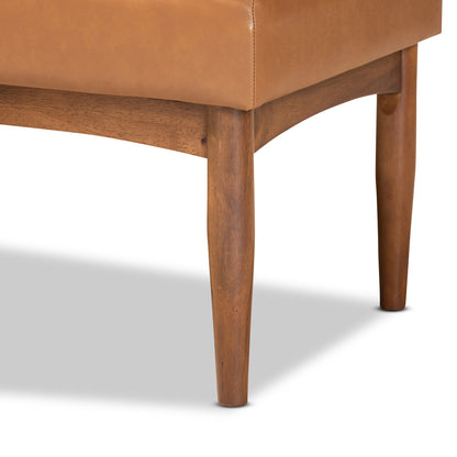 Baxton Studio - Daymond Dining Bench in Tan/Walnut Brown - BBT8051.12-Tan/Walnut-Bench view 4