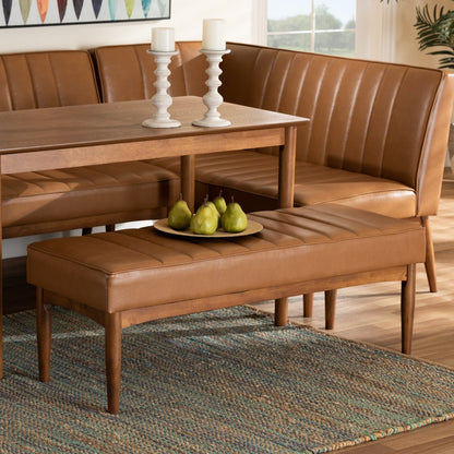 Baxton Studio - Daymond Dining Bench in Tan/Walnut Brown - BBT8051.12-Tan/Walnut-Bench view 5