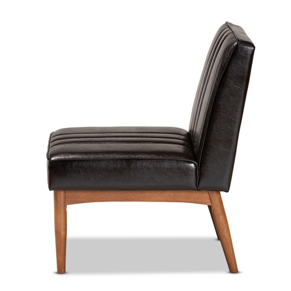 Baxton Studio - Daymond Dining Chair in Dark Brown/Walnut Brown - BBT8051.12-Dark Brown/Walnut-CC view 3