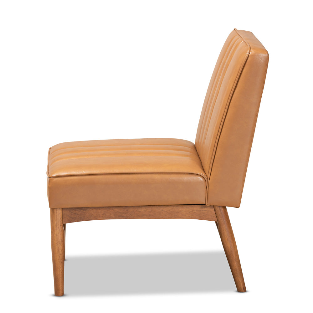 Baxton Studio - Daymond Dining Chair in Tan/Walnut Brown - BBT8051.12-Tan/Walnut-CC view 3