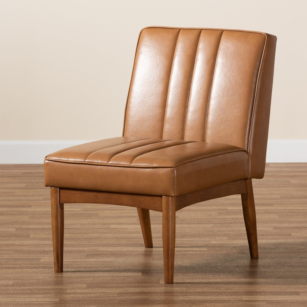 Baxton Studio - Daymond Dining Chair in Tan/Walnut Brown - BBT8051.12-Tan/Walnut-CC view 8