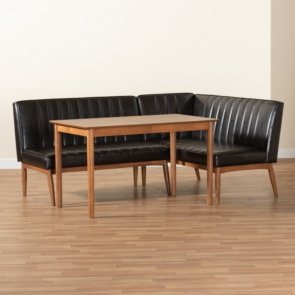 Baxton Studio - Daymond Dining Set in Dark Brown/Walnut Brown - BBT8051.12-Dark Brown/Walnut-3PC Dining Nook Set view 9