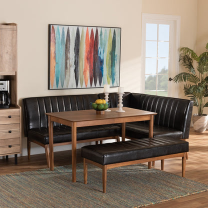 Baxton Studio - Daymond Dining Set in Dark Brown/Walnut Brown - BBT8051.12-Dark Brown/Walnut-4PC Dining Nook Set view 9