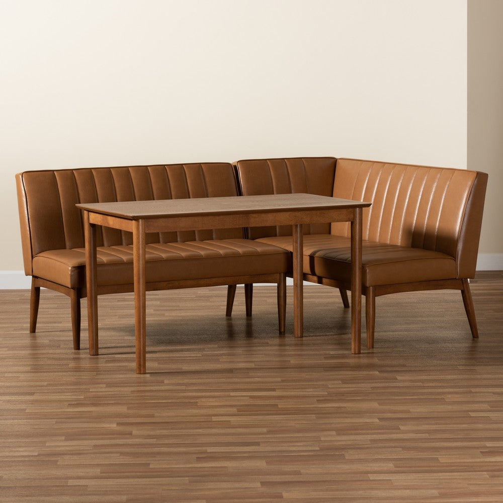Baxton Studio - Daymond Dining Set in Tan/Walnut Brown - BBT8051.12-Tan/Walnut-3PC Dining Nook Set view 9