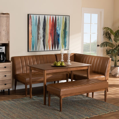 Baxton Studio - Daymond Dining Set in Tan/Walnut Brown - BBT8051.12-Tan/Walnut-4PC Dining Nook Set view 9
