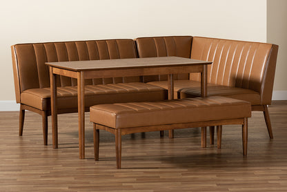 Baxton Studio - Daymond Dining Set in Tan/Walnut Brown - BBT8051.12-Tan/Walnut-4PC Dining Nook Set view 10