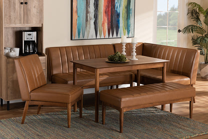 Baxton Studio - Daymond Dining Set in Tan/Walnut Brown - BBT8051.12-Tan/Walnut-5PC Dining Nook Set view 10