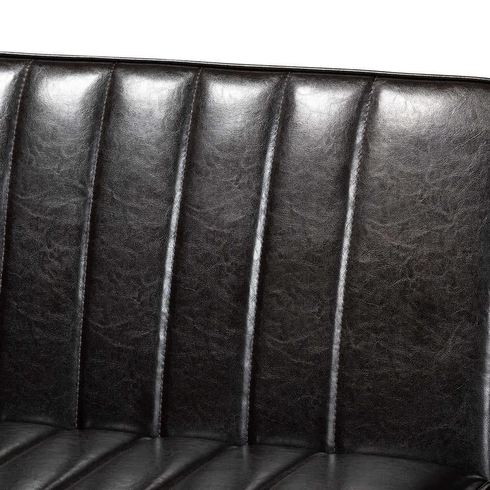 Baxton Studio - Daymond Dining Sofa Bench in Dark Brown/Walnut Brown - BBT8051.12-Dark Brown/Walnut-2PC SF Bench view 4