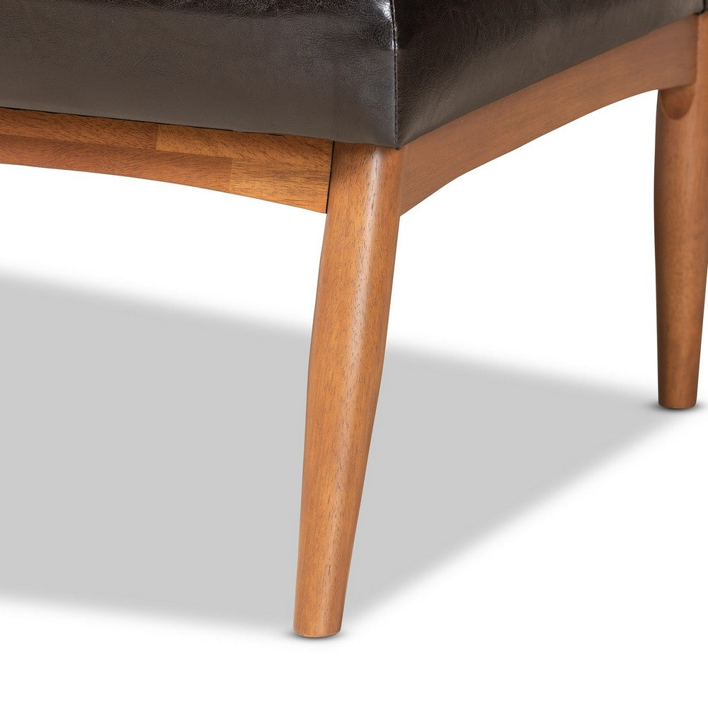 Baxton Studio - Daymond Dining Sofa Bench in Dark Brown/Walnut Brown - BBT8051.12-Dark Brown/Walnut-2PC SF Bench view 5