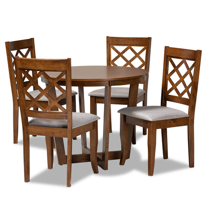 Baxton Studio - Dayna Dining Set in Grey/Walnut - Dayna-Grey/Walnut-5PC Dining Set view 1