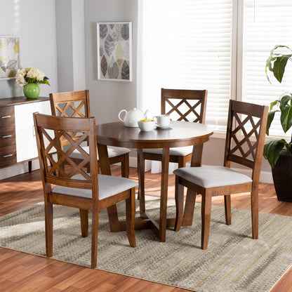 Baxton Studio - Dayna Dining Set in Grey/Walnut - Dayna-Grey/Walnut-5PC Dining Set view 7