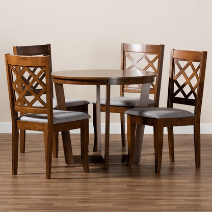Baxton Studio - Dayna Dining Set in Grey/Walnut - Dayna-Grey/Walnut-5PC Dining Set view 8