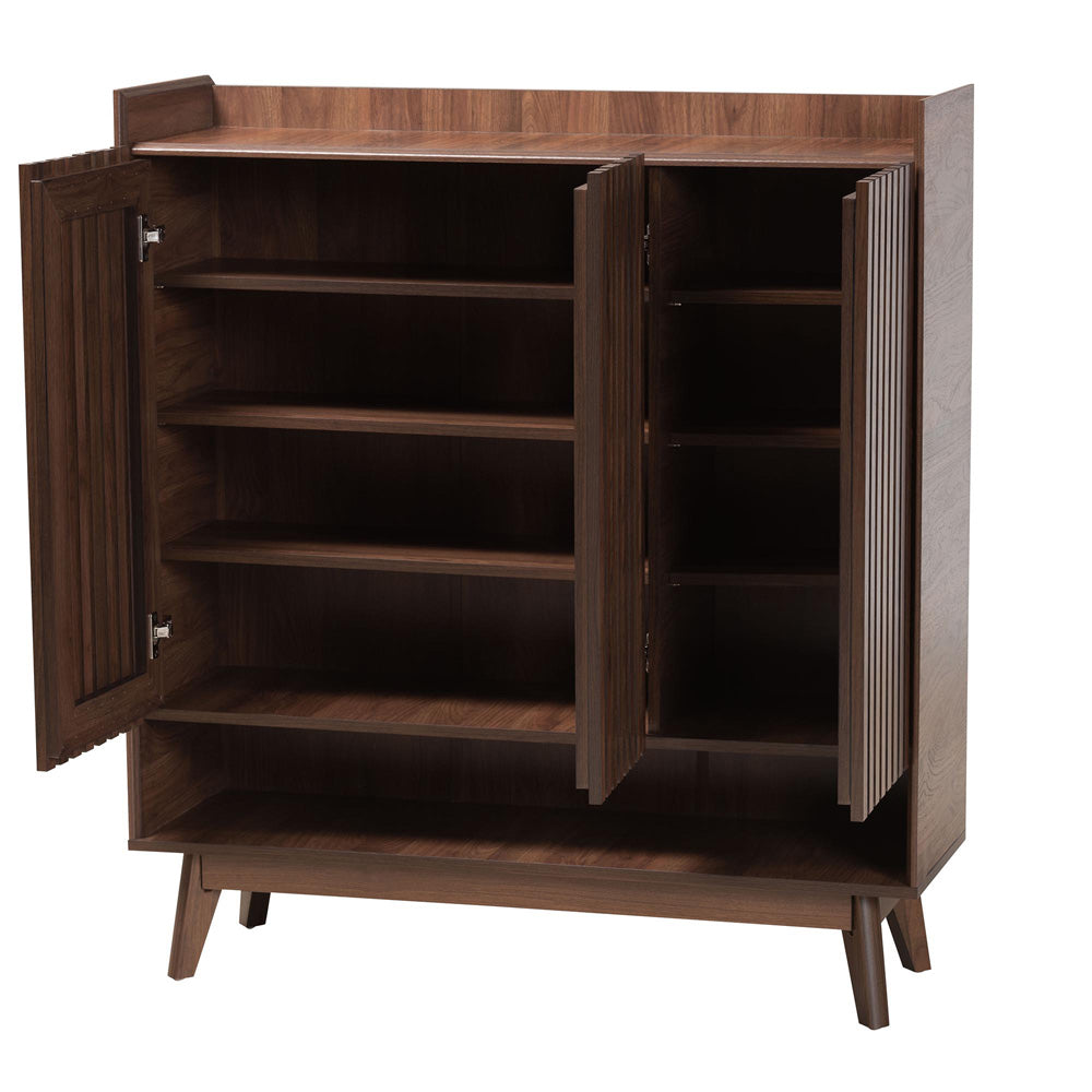 Baxton Studio - Delaire Shoe Cabinet in Walnut Brown - SESC70350WI-CLB-Shoe Cabinet view 2