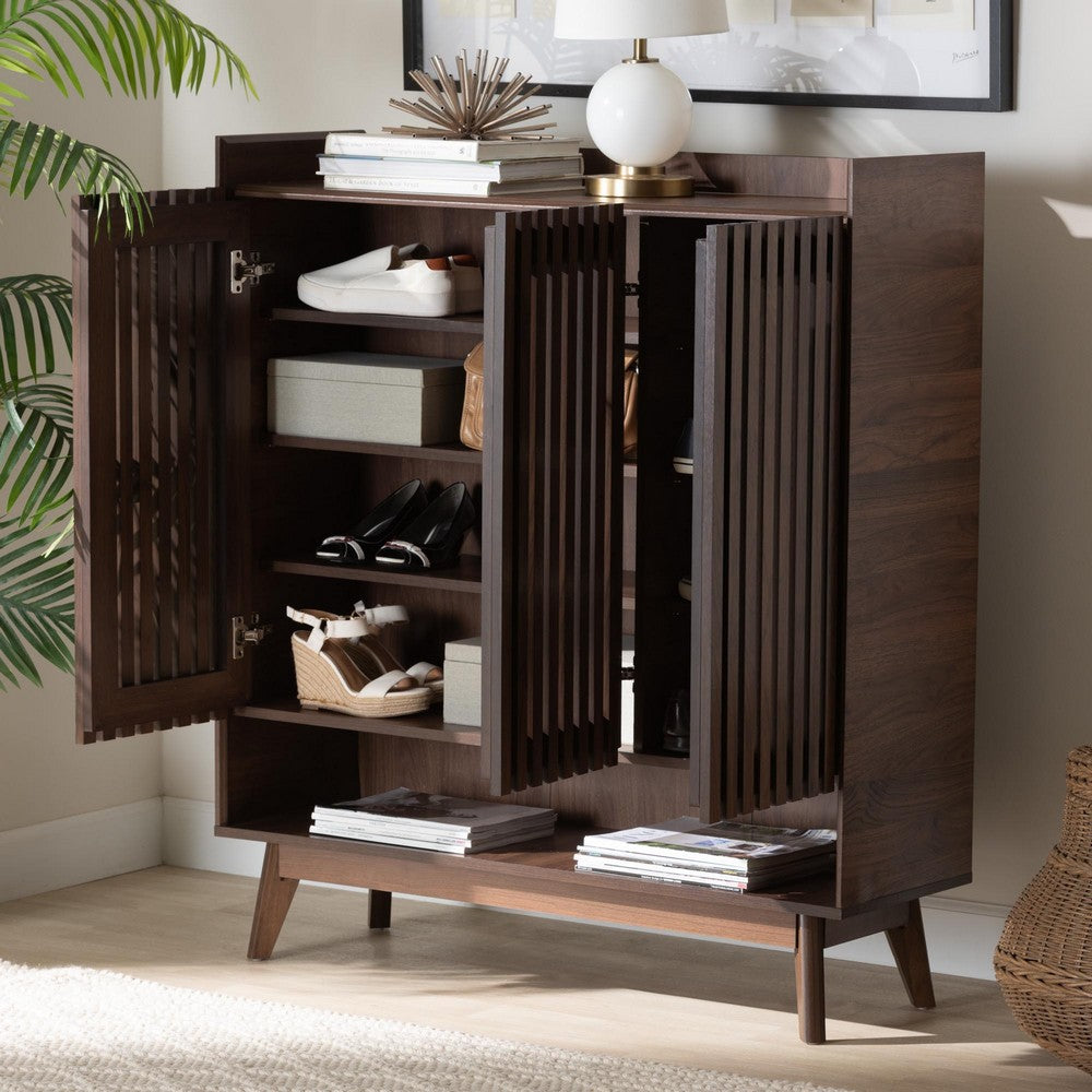 Baxton Studio - Delaire Shoe Cabinet in Walnut Brown - SESC70350WI-CLB-Shoe Cabinet view 9