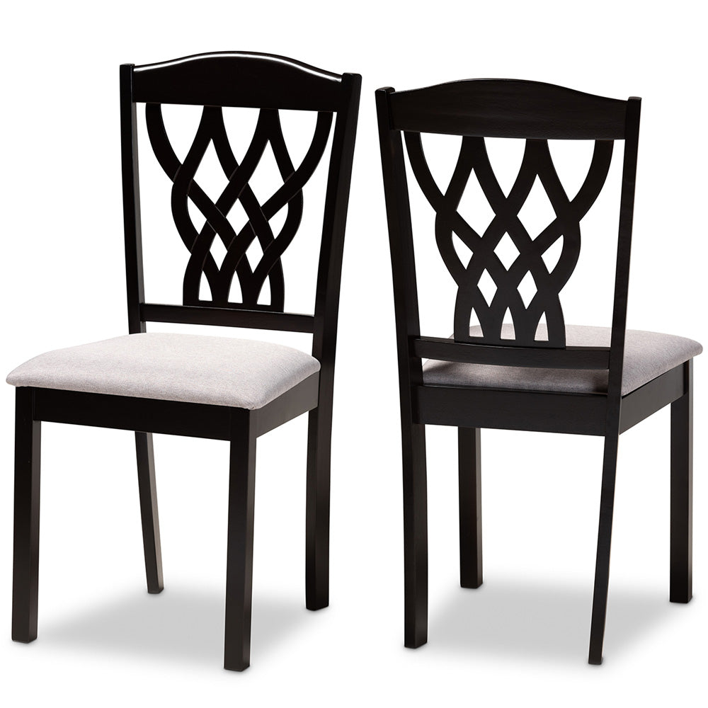 Baxton Studio - Delilah Set of 2 Dining Chairs in Grey/Dark brown - RH1017C-Grey/Dark Brown-DC-2PK view 1