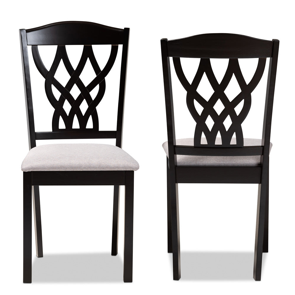 Baxton Studio - Delilah Set of 2 Dining Chairs in Grey/Dark brown - RH1017C-Grey/Dark Brown-DC-2PK view 2
