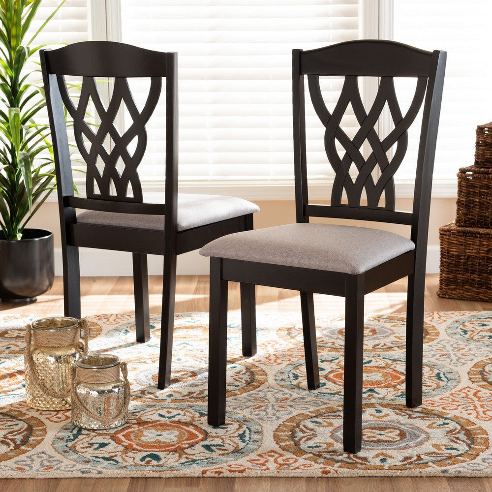 Baxton Studio - Delilah Set of 2 Dining Chairs in Grey/Dark brown - RH1017C-Grey/Dark Brown-DC-2PK view 5