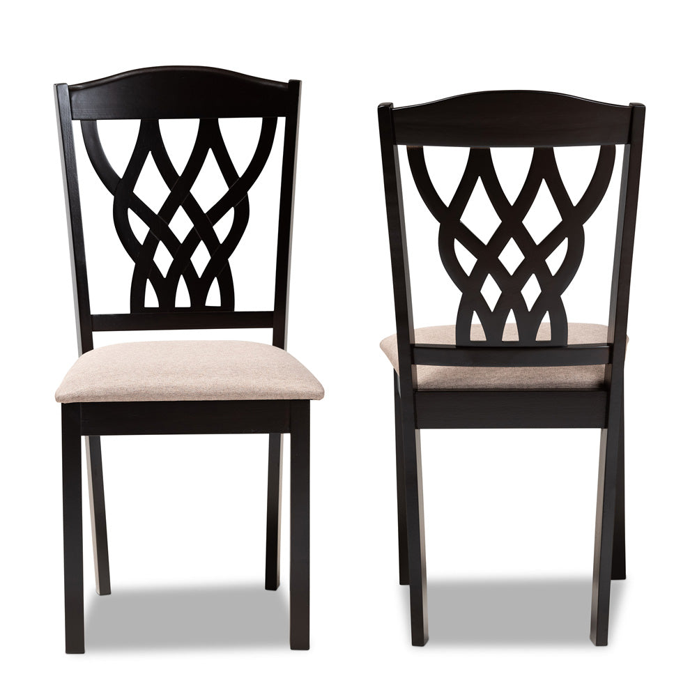 Baxton Studio - Delilah Set of 2 Dining Chairs in Sand/Dark brown - RH1017C-Sand/Dark Brown-DC-2PK view 2