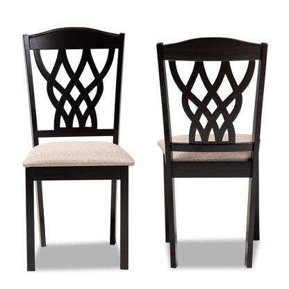 Baxton Studio - Delilah Set of 2 Dining Chairs in Sand/Dark brown - RH1017C-Sand/Dark Brown-DC-2PK view 2