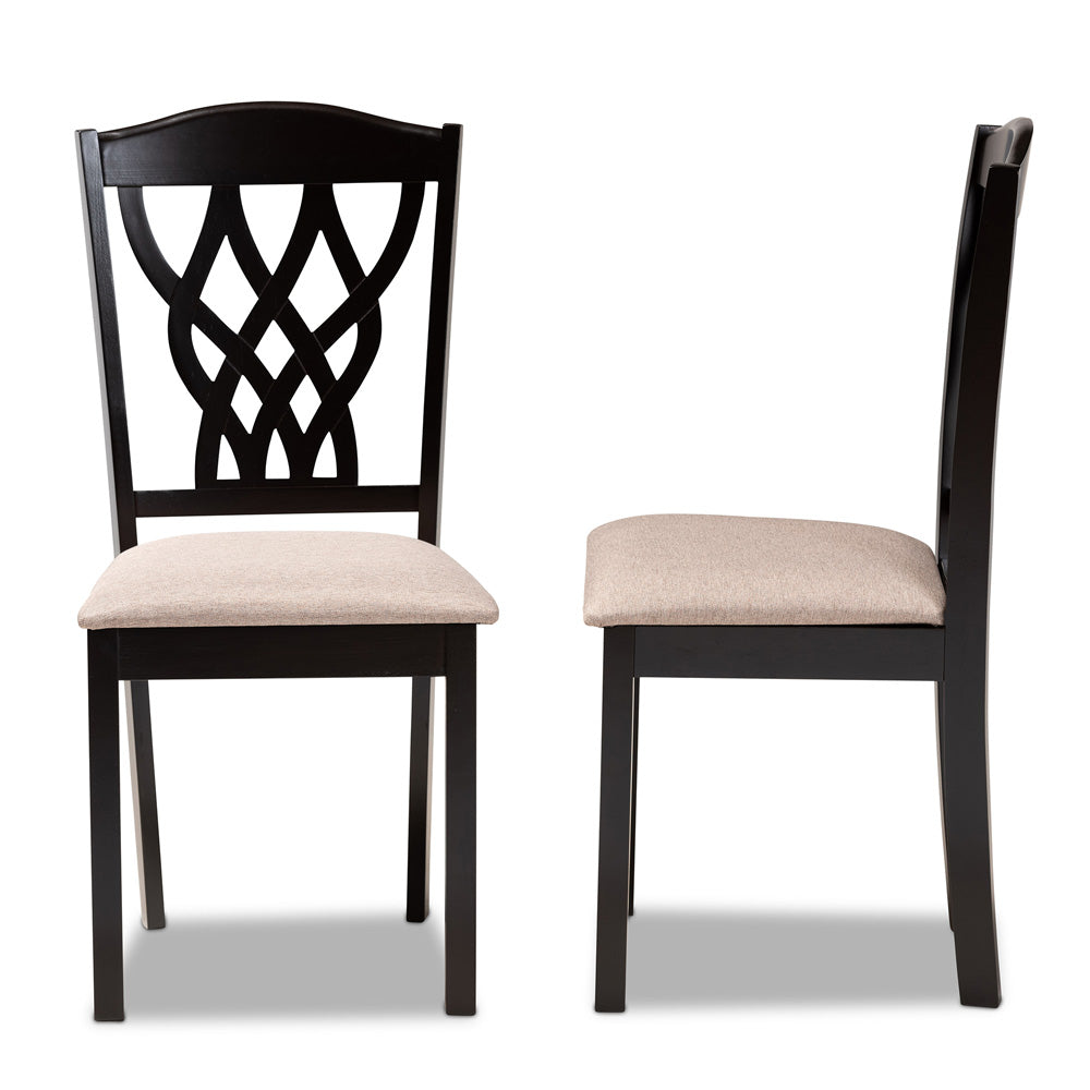 Baxton Studio - Delilah Set of 2 Dining Chairs in Sand/Dark brown - RH1017C-Sand/Dark Brown-DC-2PK view 3