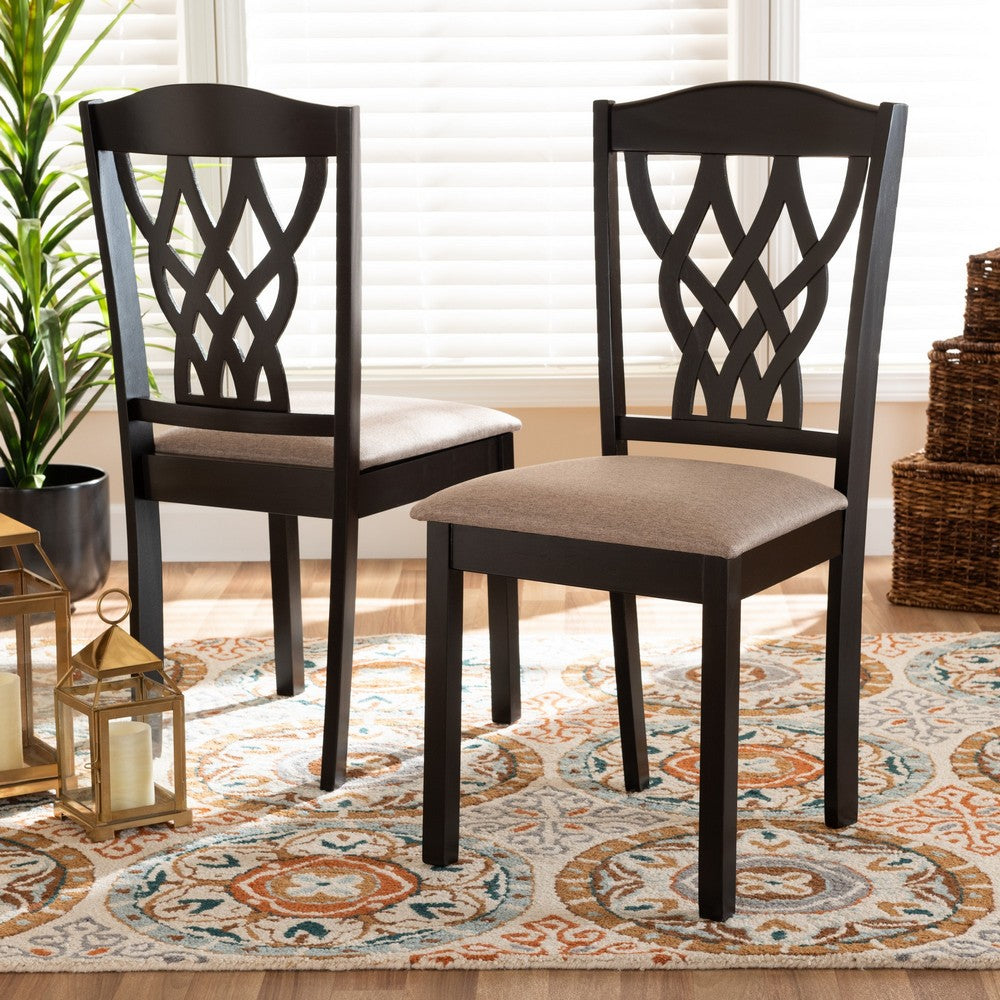 Baxton Studio - Delilah Set of 2 Dining Chairs in Sand/Dark brown - RH1017C-Sand/Dark Brown-DC-2PK view 5