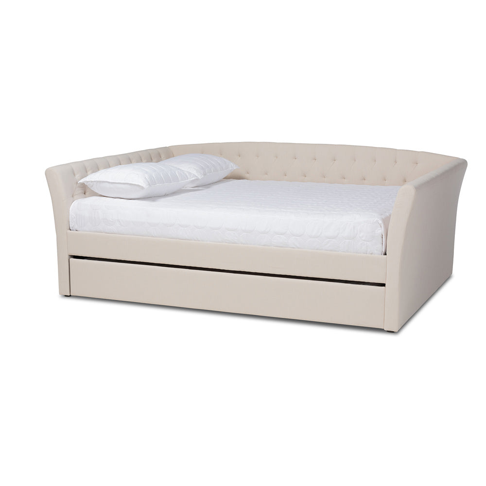 Baxton Studio - Delora Full Size Daybed with Trundle in Beige - CF9044-Beige-Daybed-F/T view 1