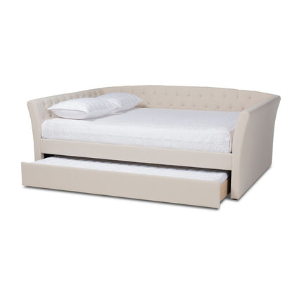 Baxton Studio - Delora Full Size Daybed with Trundle in Beige - CF9044-Beige-Daybed-F/T view 2