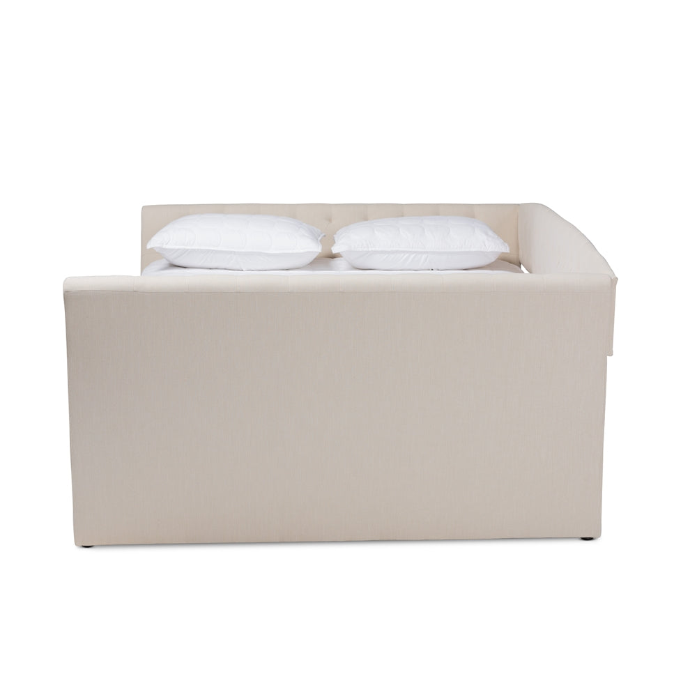 Baxton Studio - Delora Full Size Daybed with Trundle in Beige - CF9044-Beige-Daybed-F/T view 3