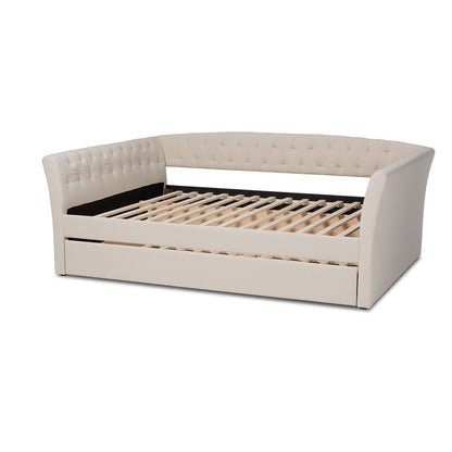 Baxton Studio - Delora Full Size Daybed with Trundle in Beige - CF9044-Beige-Daybed-F/T view 4