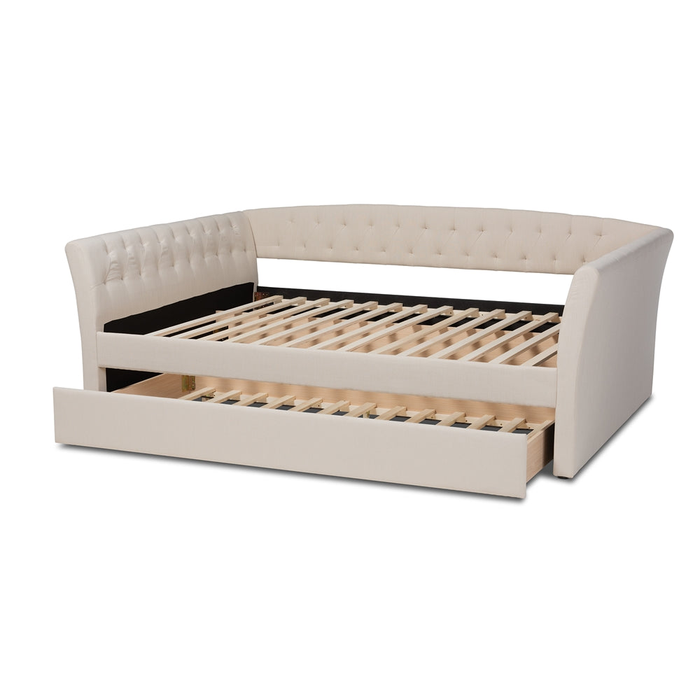 Baxton Studio - Delora Full Size Daybed with Trundle in Beige - CF9044-Beige-Daybed-F/T view 5