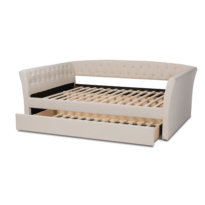 Baxton Studio - Delora Full Size Daybed with Trundle in Beige - CF9044-Beige-Daybed-F/T view 5