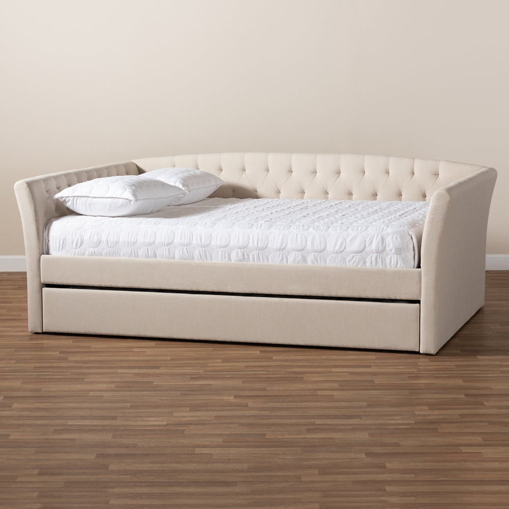Baxton Studio - Delora Full Size Daybed with Trundle in Beige - CF9044-Beige-Daybed-F/T view 7