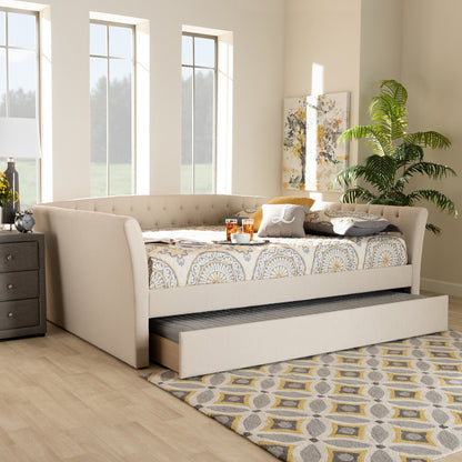 Baxton Studio - Delora Full Size Daybed with Trundle in Beige - CF9044-Beige-Daybed-F/T view 8