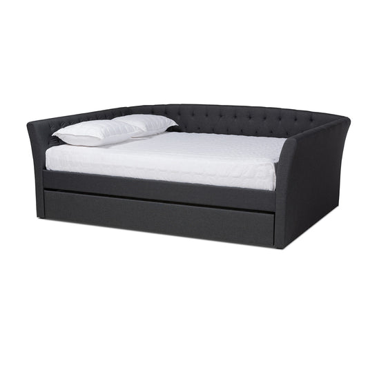 Baxton Studio - Delora Full Size Daybed with Trundle in Dark Grey - CF9044-Charcoal-Daybed-F/T view 1
