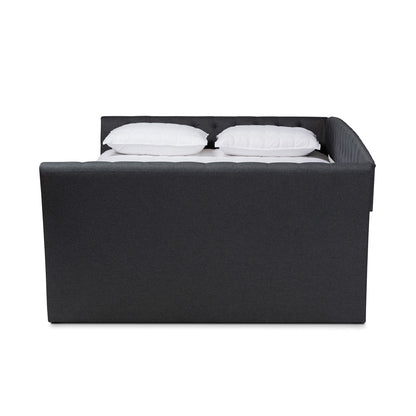 Baxton Studio - Delora Full Size Daybed with Trundle in Dark Grey - CF9044-Charcoal-Daybed-F/T view 3