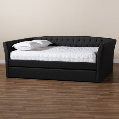 Baxton Studio - Delora Full Size Daybed with Trundle in Dark Grey - CF9044-Charcoal-Daybed-F/T view 9