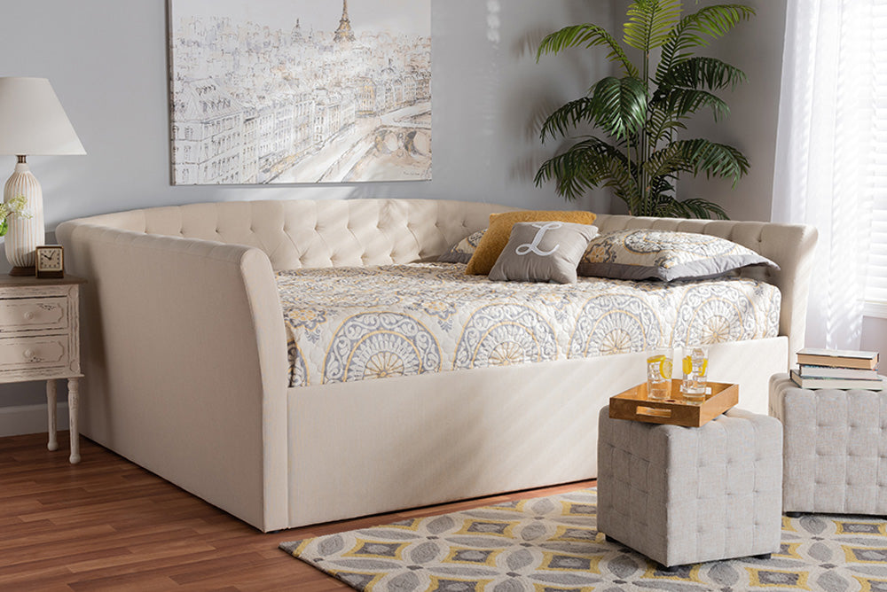 Baxton Studio - Delora Queen Size Daybed - CF9044-B-Beige-Daybed-Q view 5