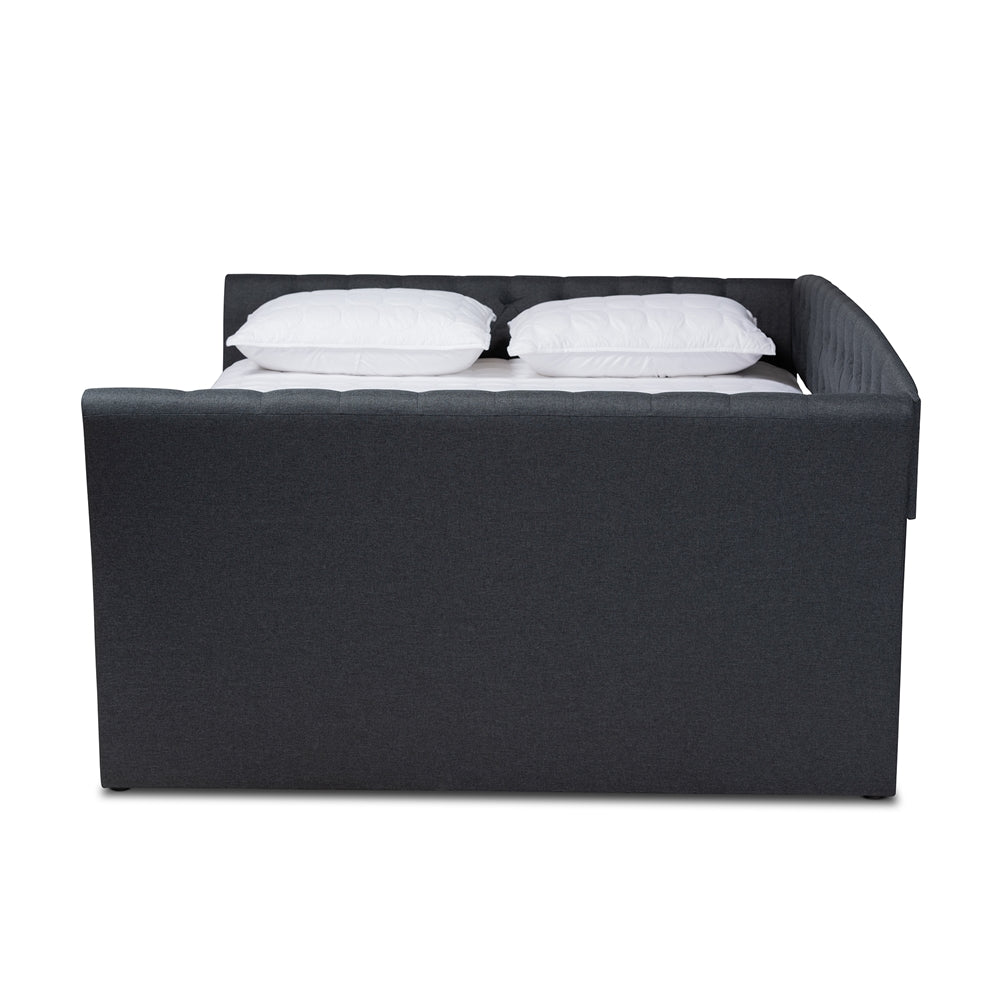 Baxton Studio - Delora Queen Size Daybed in Dark Grey - CF9044-B-Charcoal-Daybed-Q view 2