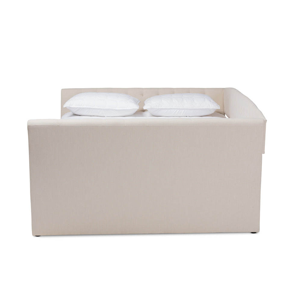Baxton Studio - Delora Queen Size Daybed with Trundle in Beige - CF9044-Beige-Daybed-Q/T view 3