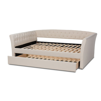 Baxton Studio - Delora Queen Size Daybed with Trundle in Beige - CF9044-Beige-Daybed-Q/T view 5
