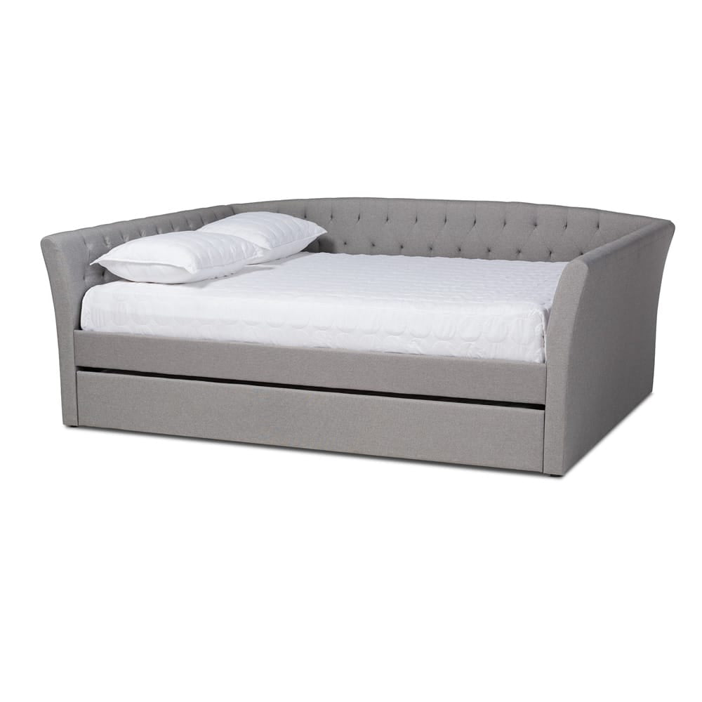 Baxton Studio - Delora Queen Size Daybed with Trundle in Light Grey - CF9044-Light Grey-Daybed-Q/T view 1