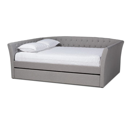 Baxton Studio - Delora Queen Size Daybed with Trundle in Light Grey - CF9044-Light Grey-Daybed-Q/T view 1