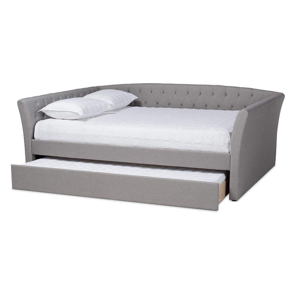 Baxton Studio - Delora Queen Size Daybed with Trundle in Light Grey - CF9044-Light Grey-Daybed-Q/T view 2