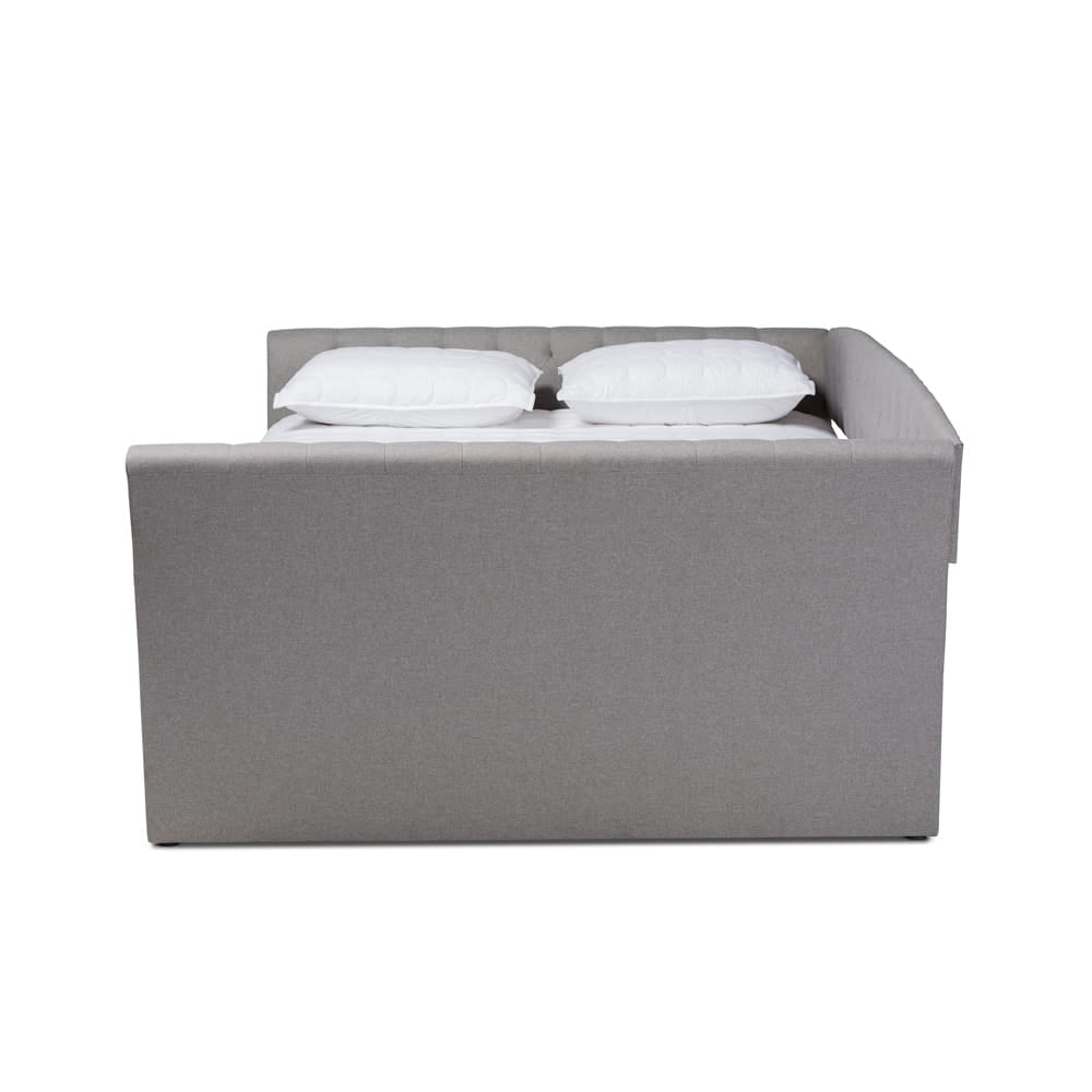 Baxton Studio - Delora Queen Size Daybed with Trundle in Light Grey - CF9044-Light Grey-Daybed-Q/T view 3