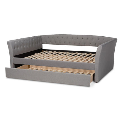 Baxton Studio - Delora Queen Size Daybed with Trundle in Light Grey - CF9044-Light Grey-Daybed-Q/T view 5