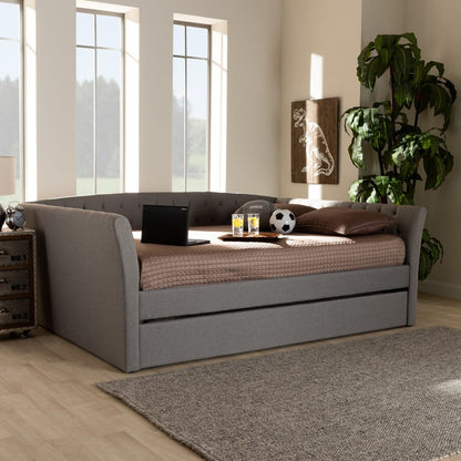 Baxton Studio - Delora Queen Size Daybed with Trundle in Light Grey - CF9044-Light Grey-Daybed-Q/T view 7