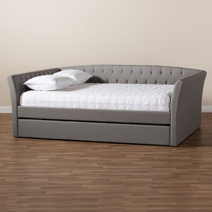 Baxton Studio - Delora Queen Size Daybed with Trundle in Light Grey - CF9044-Light Grey-Daybed-Q/T view 9